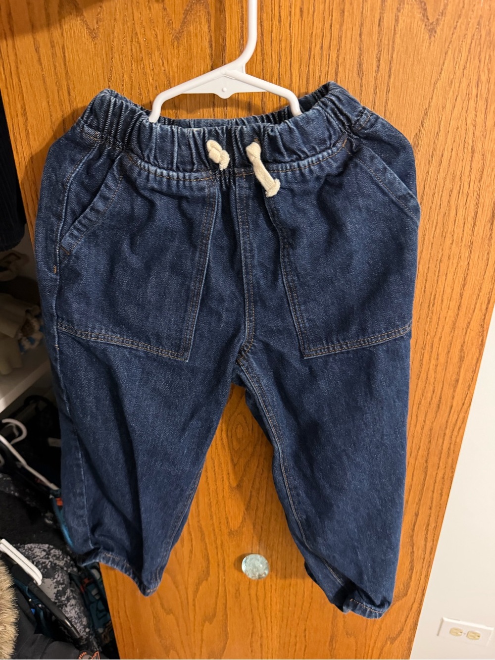 Zara Kids Elastic Waist Denim Jogger Pants - Dark Blue